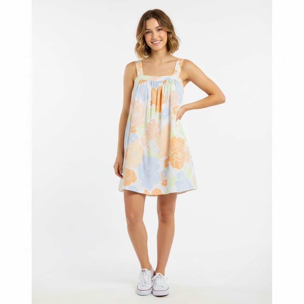 ASOS Retro Tropical Floral Print Baby Doll Lightweight Summer Relaxed Mini Dress